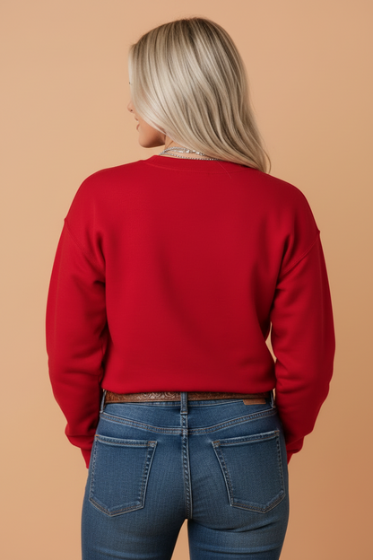 PRAY Embroidered Patchwork Drop Shoulder Sweatshirt