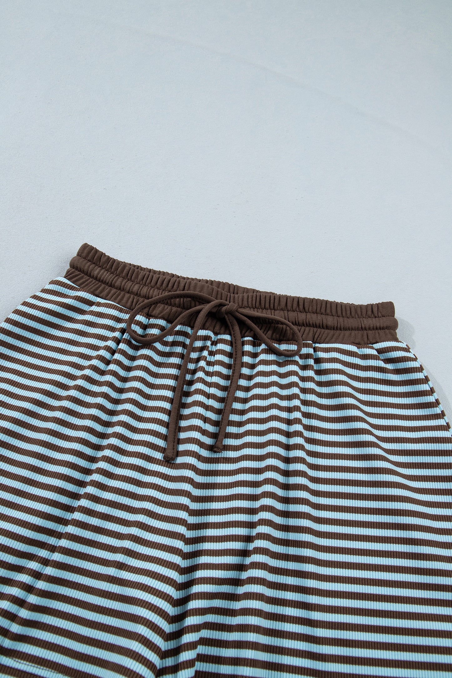 Stripe Oversized Long Sleeve Top & Drawstring Shorts Set