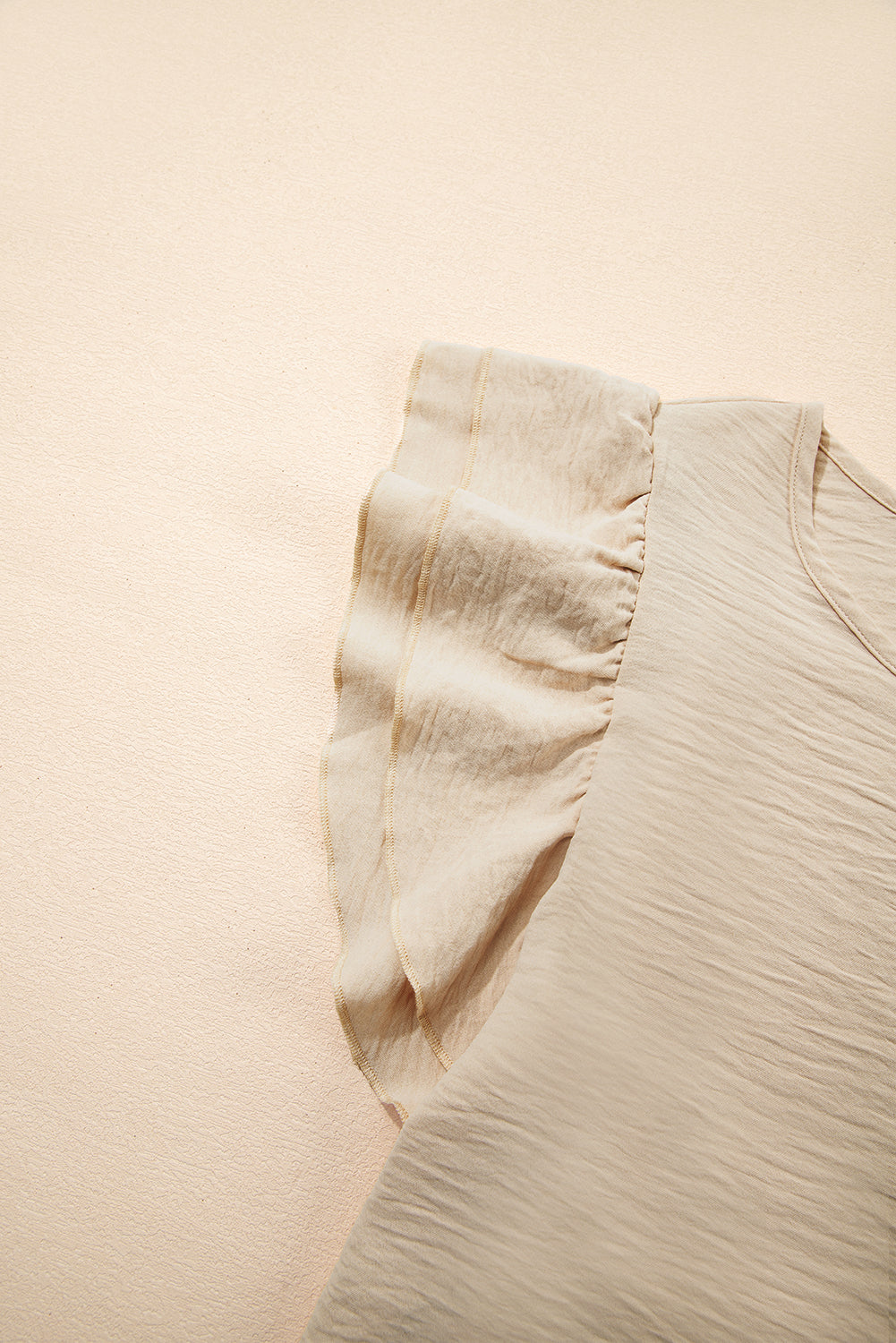 Solid Ruffle Short Sleeve Blouse