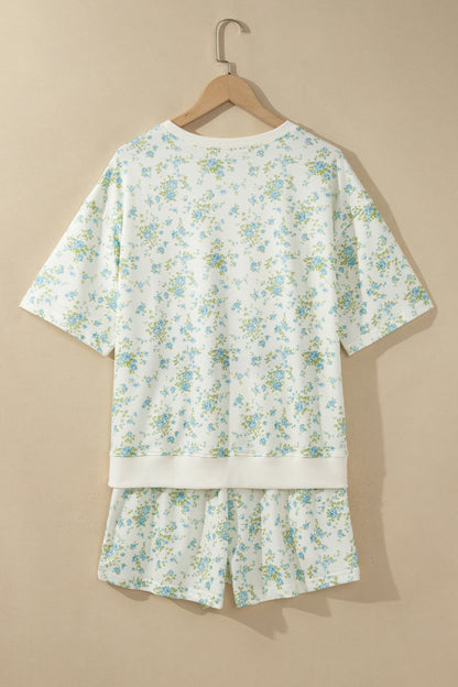 Floral Short Sleeve & Elastic Waist Short Sets