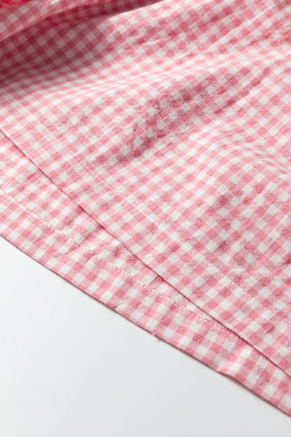 Plus Size Gingham Plaid Ruffle Contrast Trim Shorts