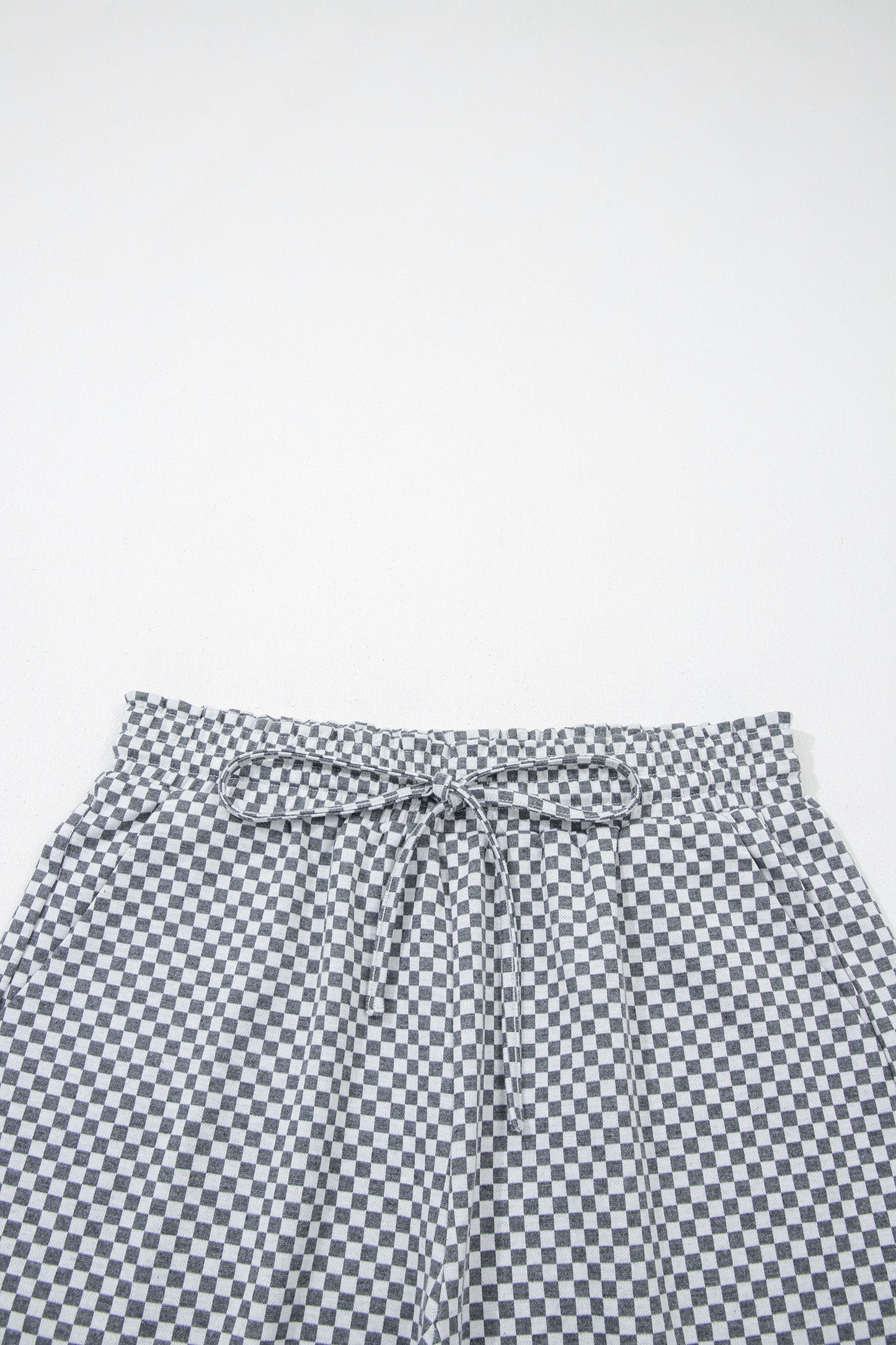 Checker Drawstring Elastic Waist Pocketed Shorts