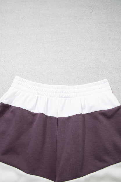 Stripe Colorblock Reverse Seam Top and Shorts Set