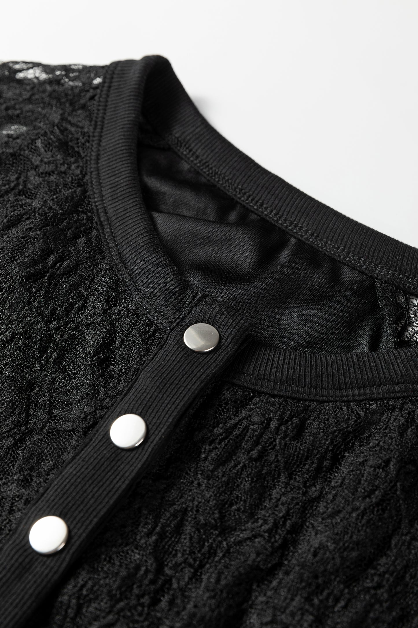 Lace Sheer Long Sleeve Henley Top