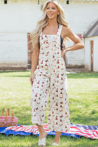 Western Adjustable Buttoned Strap Dungaree Jumpsuit