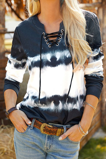 Tie-Dye Western Lace Up Top