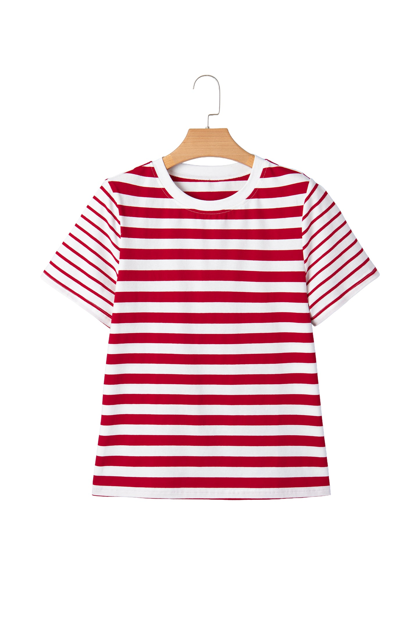 Stripe Patchwork Round Neck Short Sleeve T-Shirt