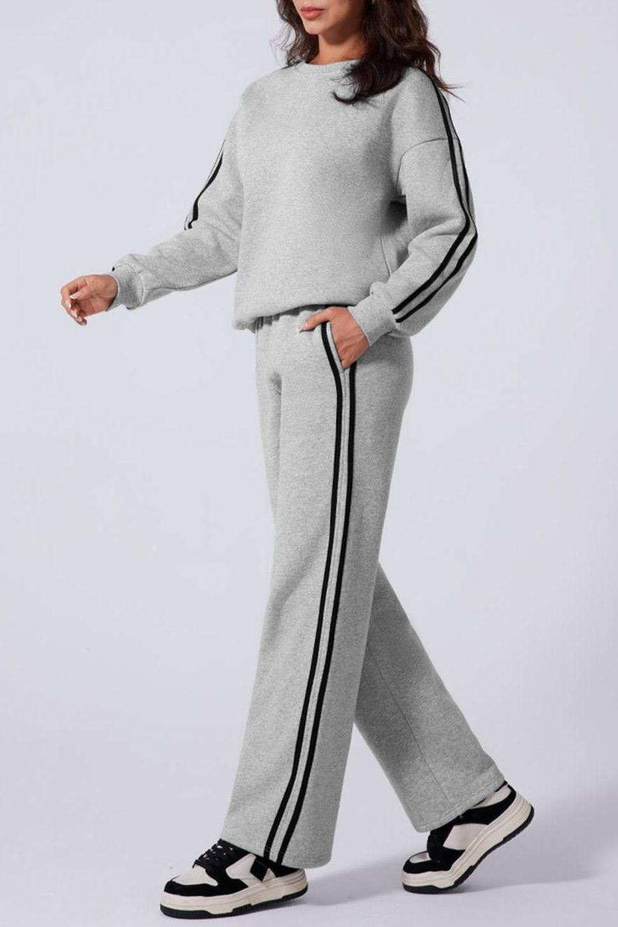 Side Stripe Sweatshirt and Pant Set