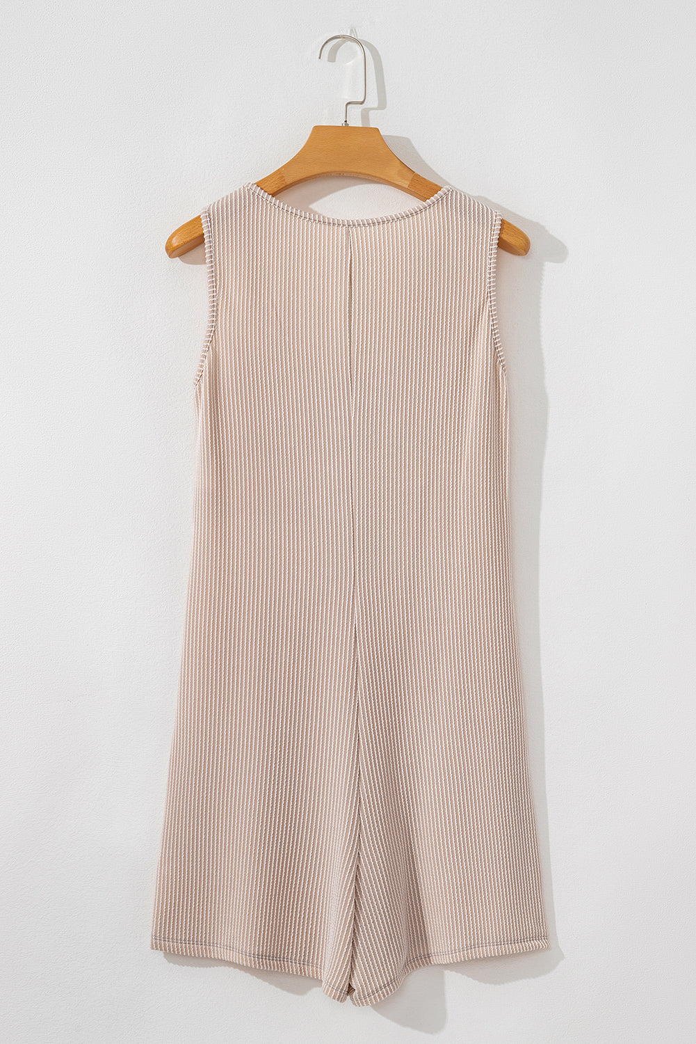 Corded Knit Side Pockets Buttoned Sleeveless Romper