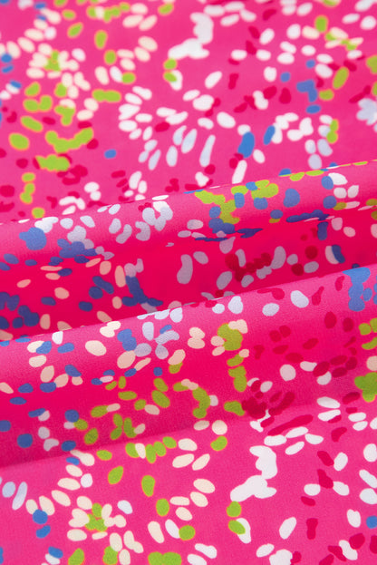 Abstract Collared V-Neck Babydoll Blouse