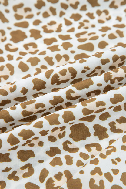 Leopard Drawstring Elastic Waist Straight Leg Pants