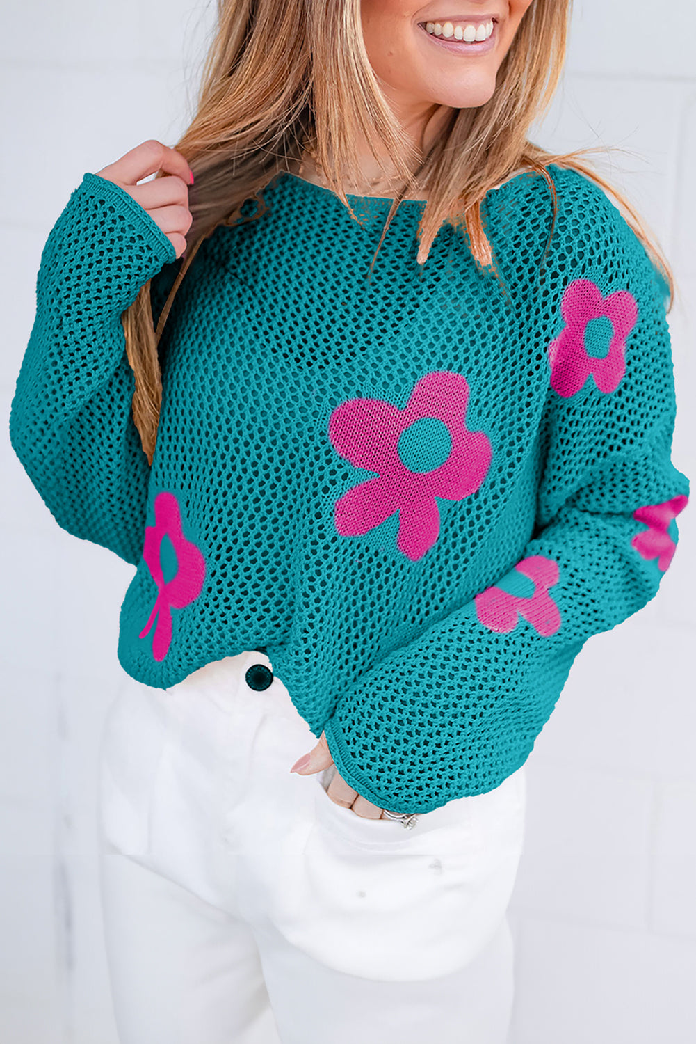 Floral Hollowed Knit Sweater