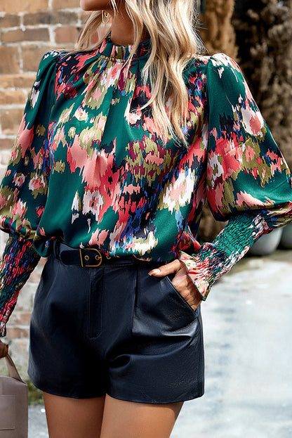 Abstract Frilled Bishop Sleeve Blouse