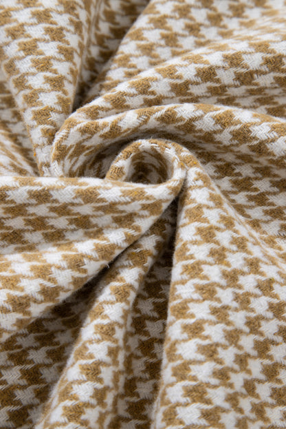 Houndstooth Colorblock Textured Patchwork Shacket