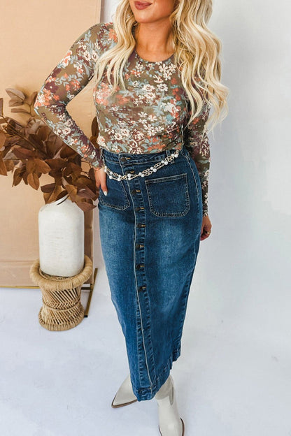 Floral Mesh Long Sleeve Top