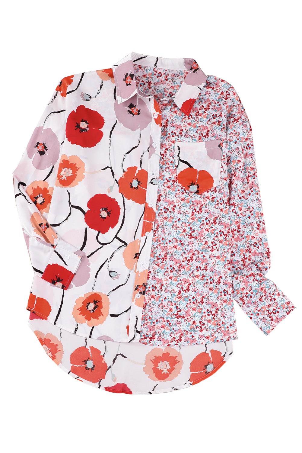 Floral Patchwork Buttoned Shirt