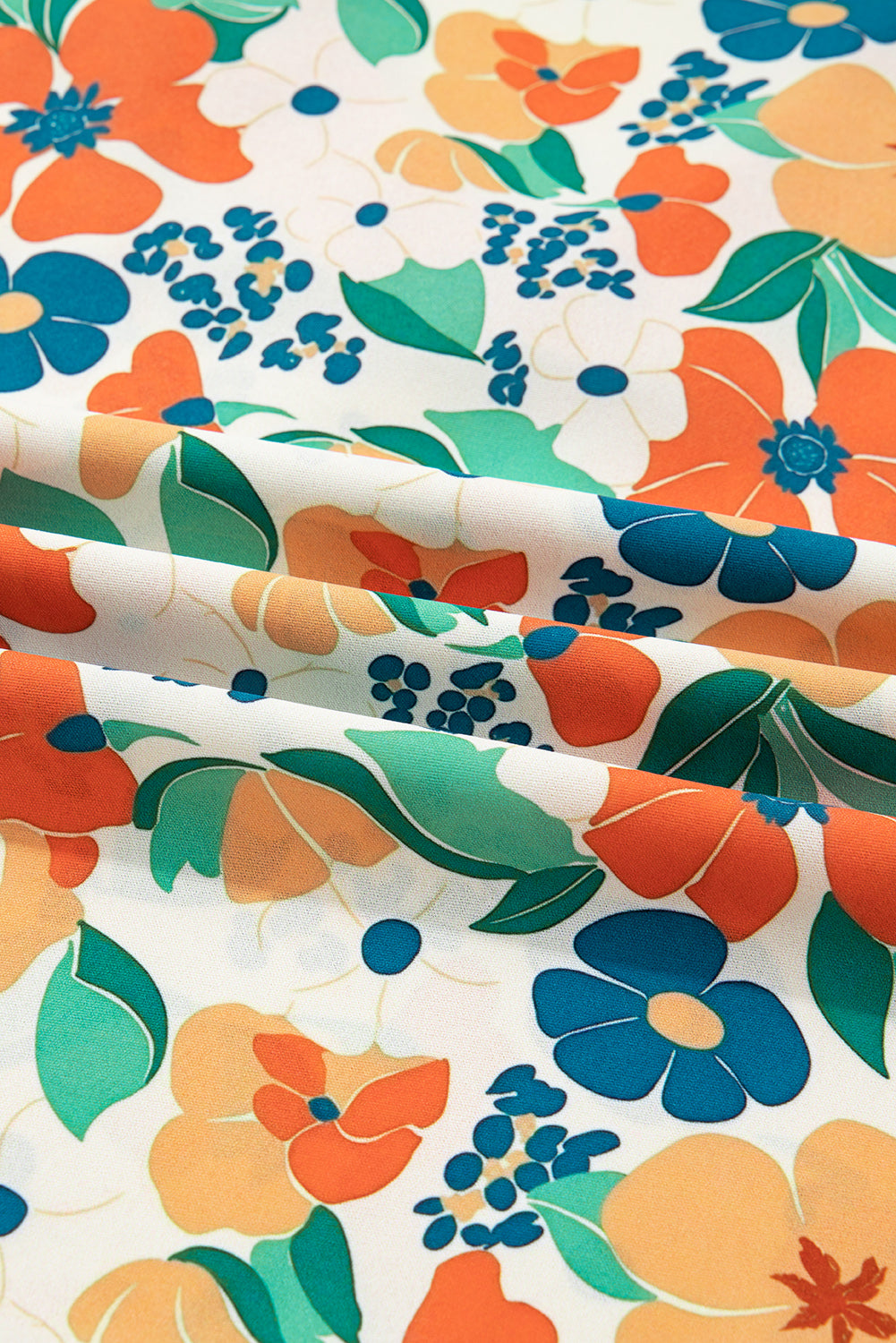 Floral Frilled V-Neck 3/4 Sleeve Blouse