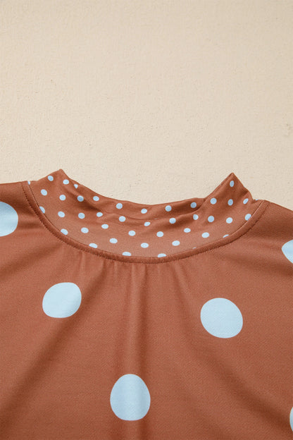 Polka Dot Patchwork Drop Shoulder Oversized Sweatshirt