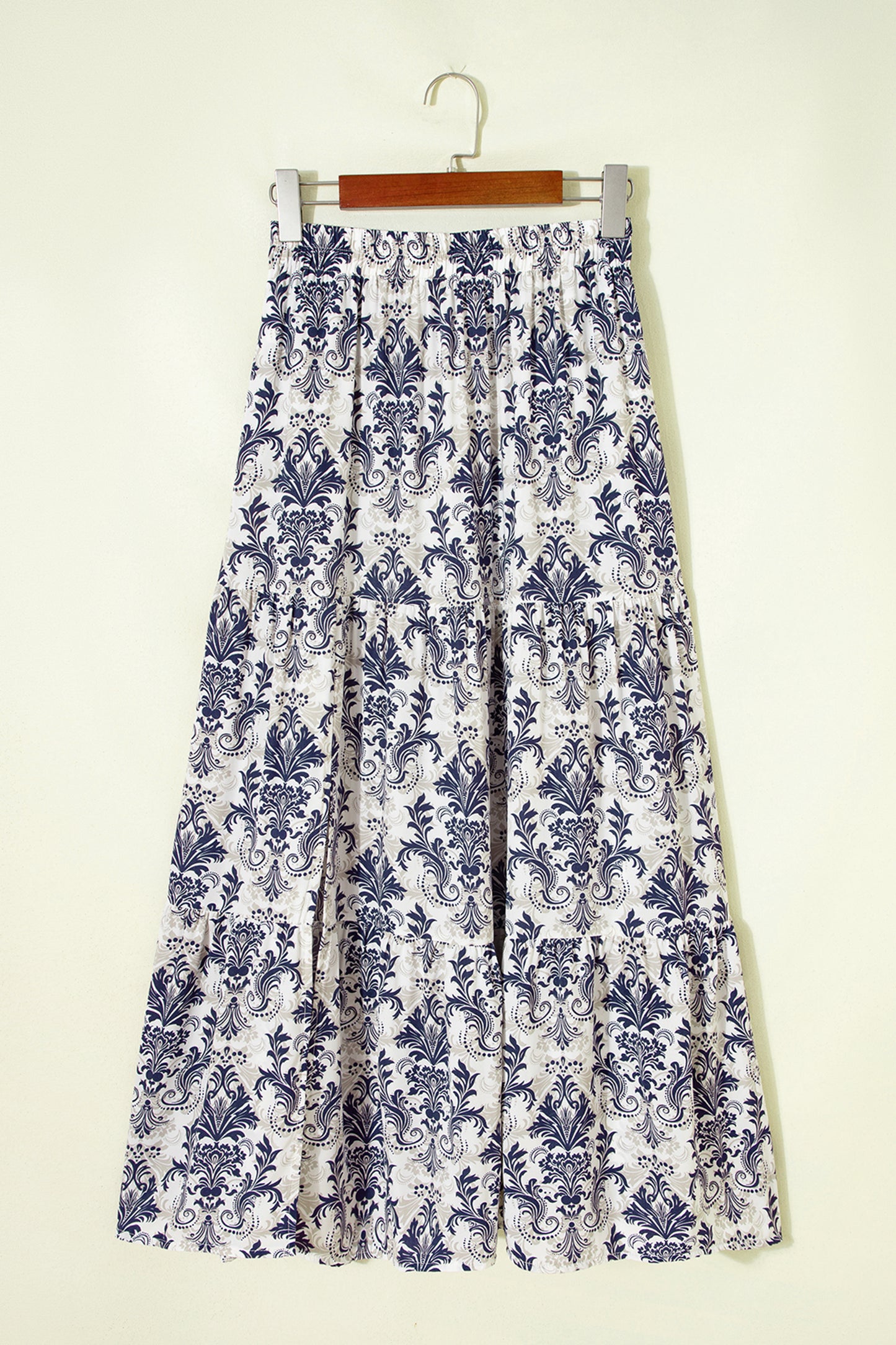 Boho Floral Tiered Maxi Skirt Split