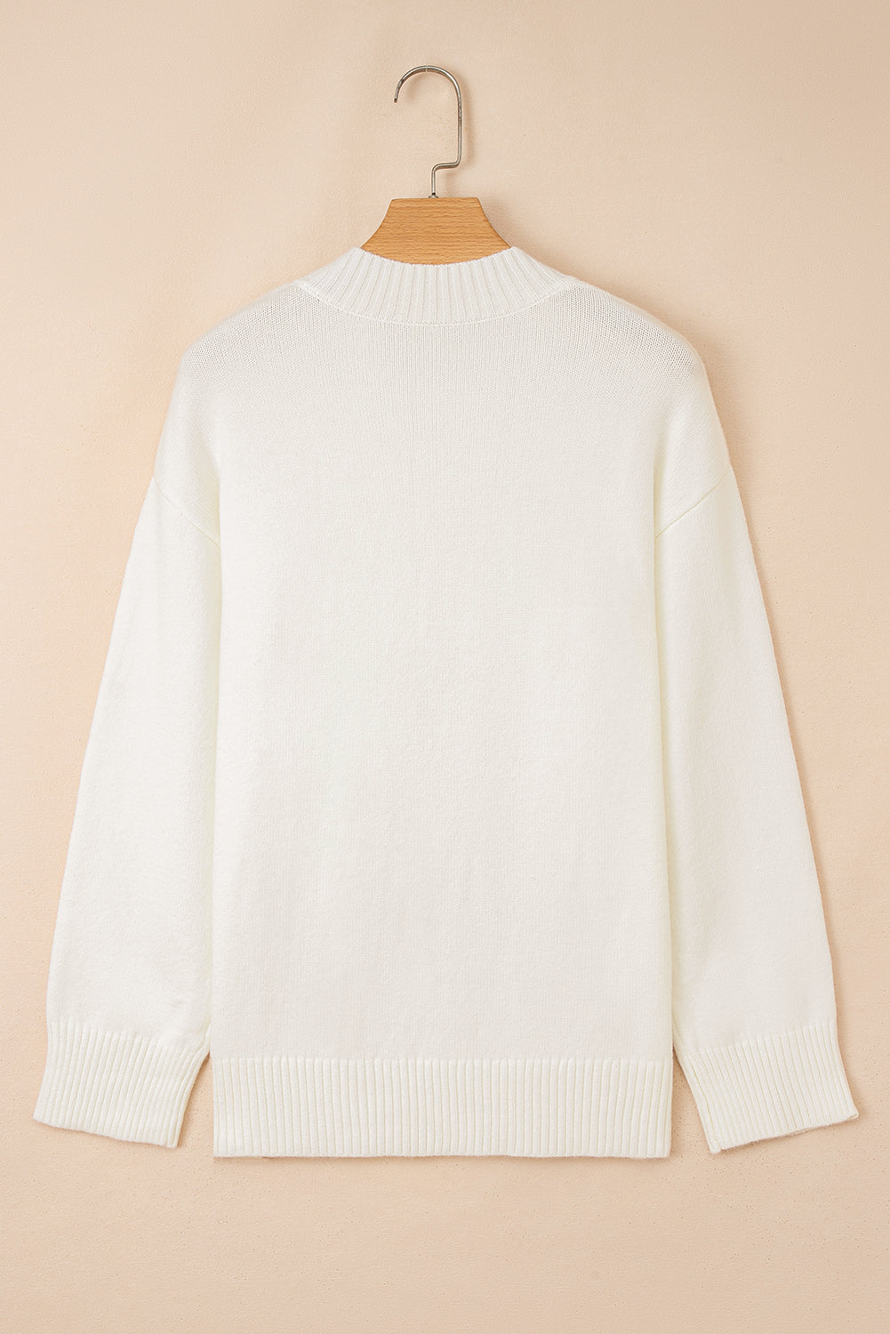 Embroidered Flower Ribbed Loose Sweater