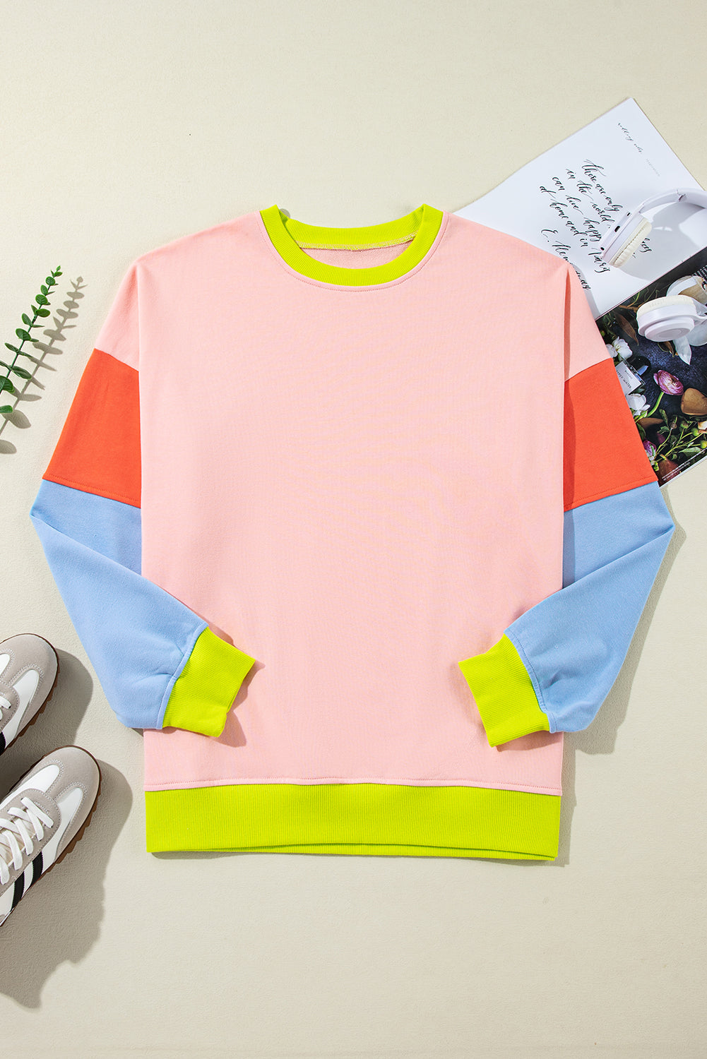 Colorblock Crewneck Sweatshirt Plus Size