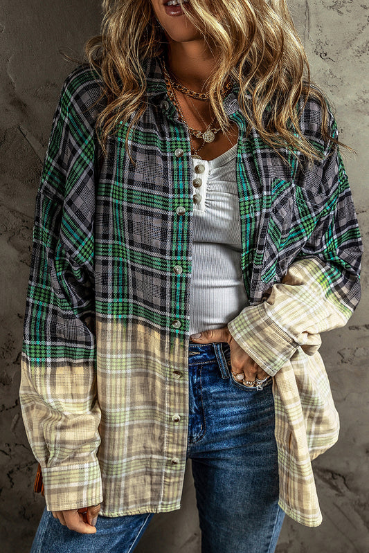 Plaid Ombre Button Up Shacket