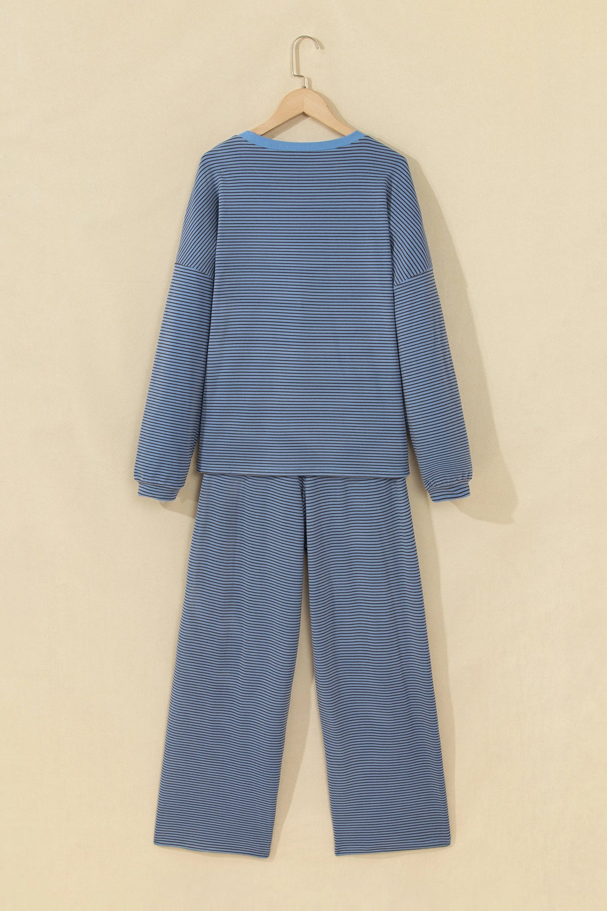Stripe Contrast Trim Long Sleeve Top & Pant Set