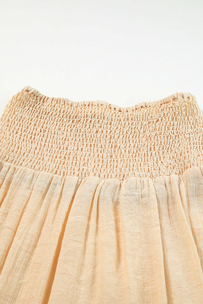 Solid Shirred High Waist Side Slit Beach Maxi Skirt