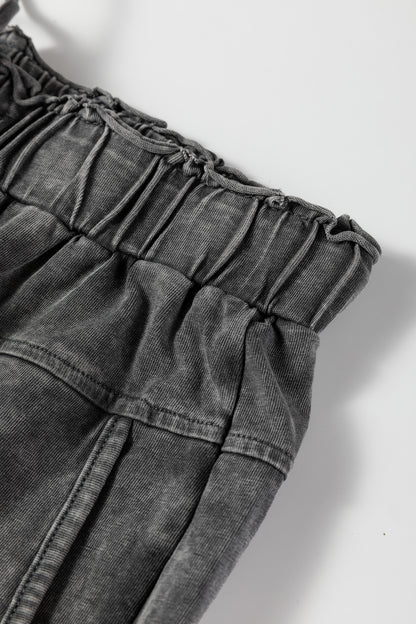 Mineral Wash High Waist Raw Hem Pants