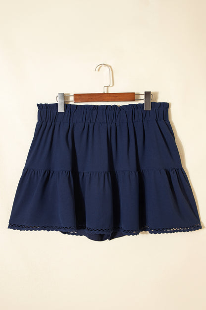 Plus Size Boho Frilled Elastic Waist Shorts