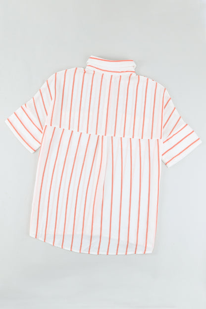 Stripe Short Sleeve Pocketed Shirt