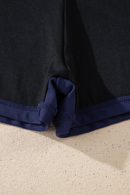 Contrast Trim Ruffle High Waist Swim Dress