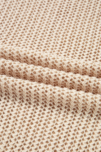 Solid Crochet Hollow-Out Sweater