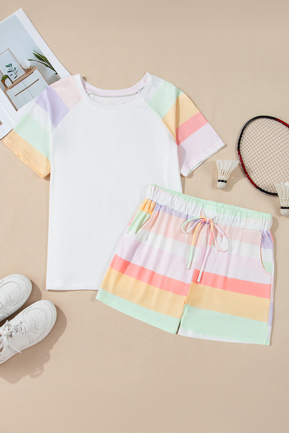 Stripe T-Shirt and Shorts Set