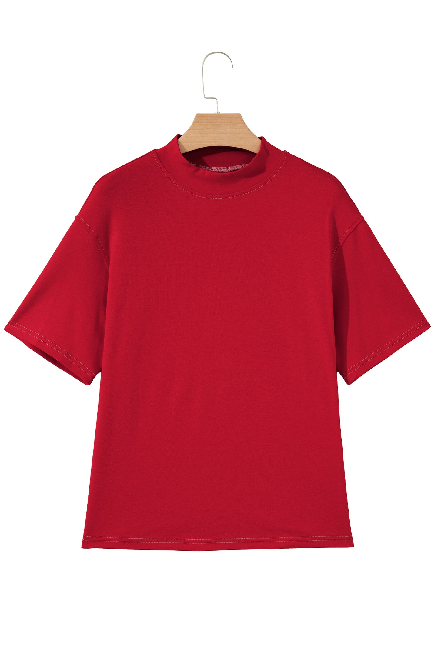 Reversible Contrast Stitching Mock Neck T-Shirt