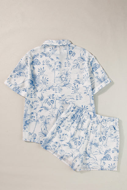 Floral Short Sleeve Shirt and Shorts Set