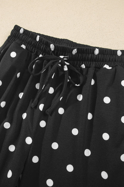 Polka Dot 3/4 Sleeve Top & Elastic Waist Pants Set