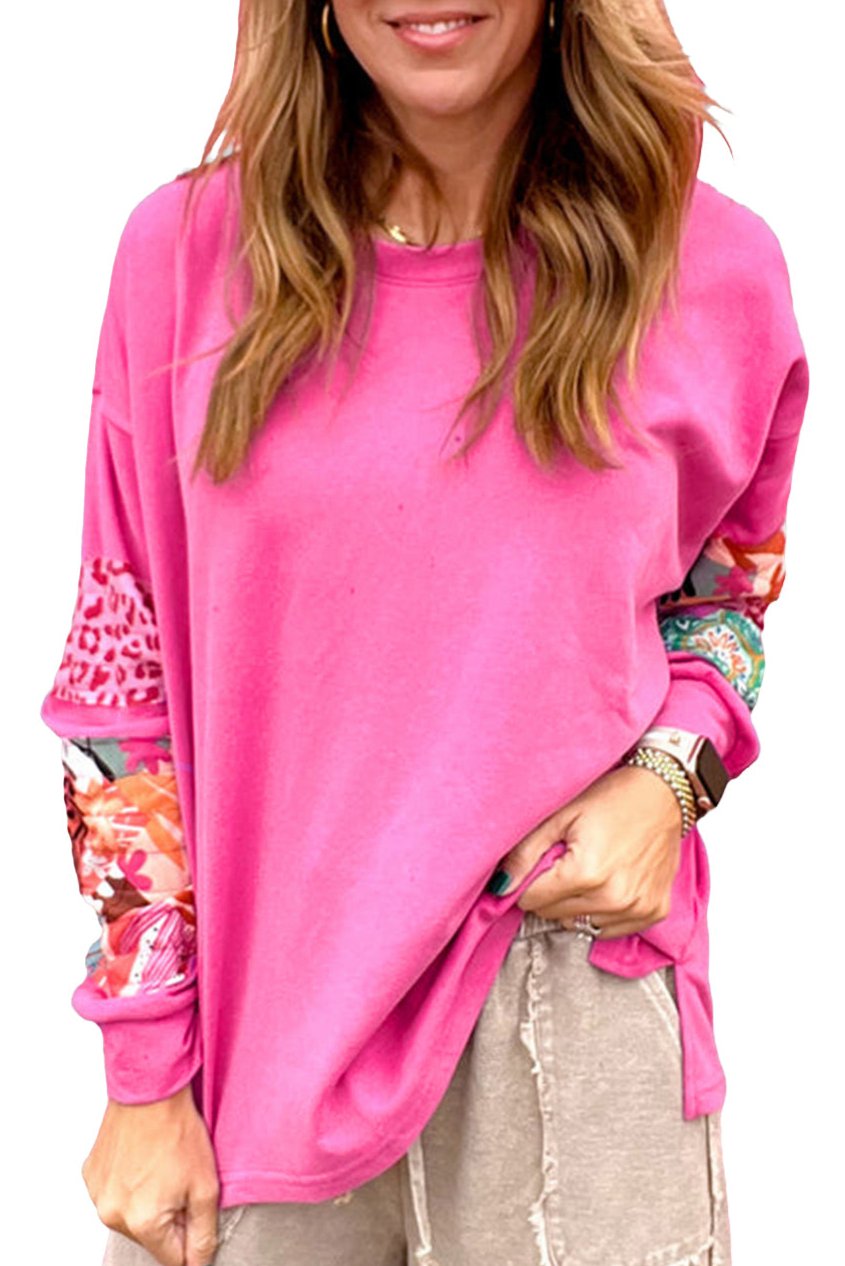 Patchwork Drop Shoulder Pullover Top