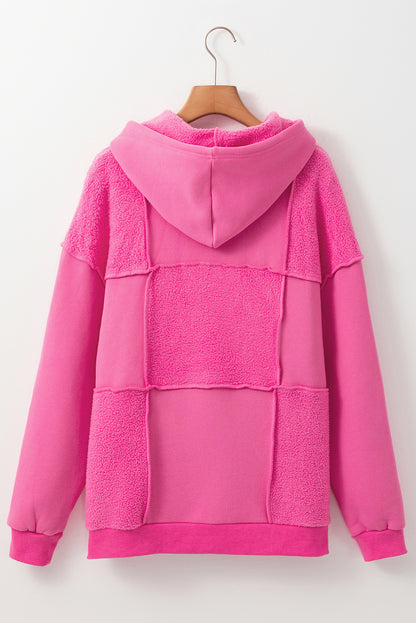 Fleece Patchwork Reverse Seam Hoodie