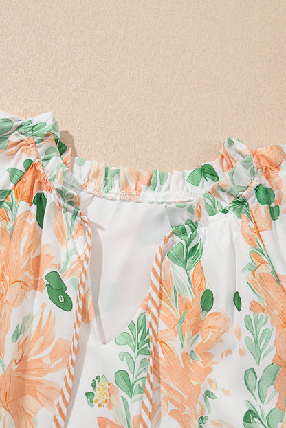 Floral V-Neck Layered Short Sleeve Mini Dress