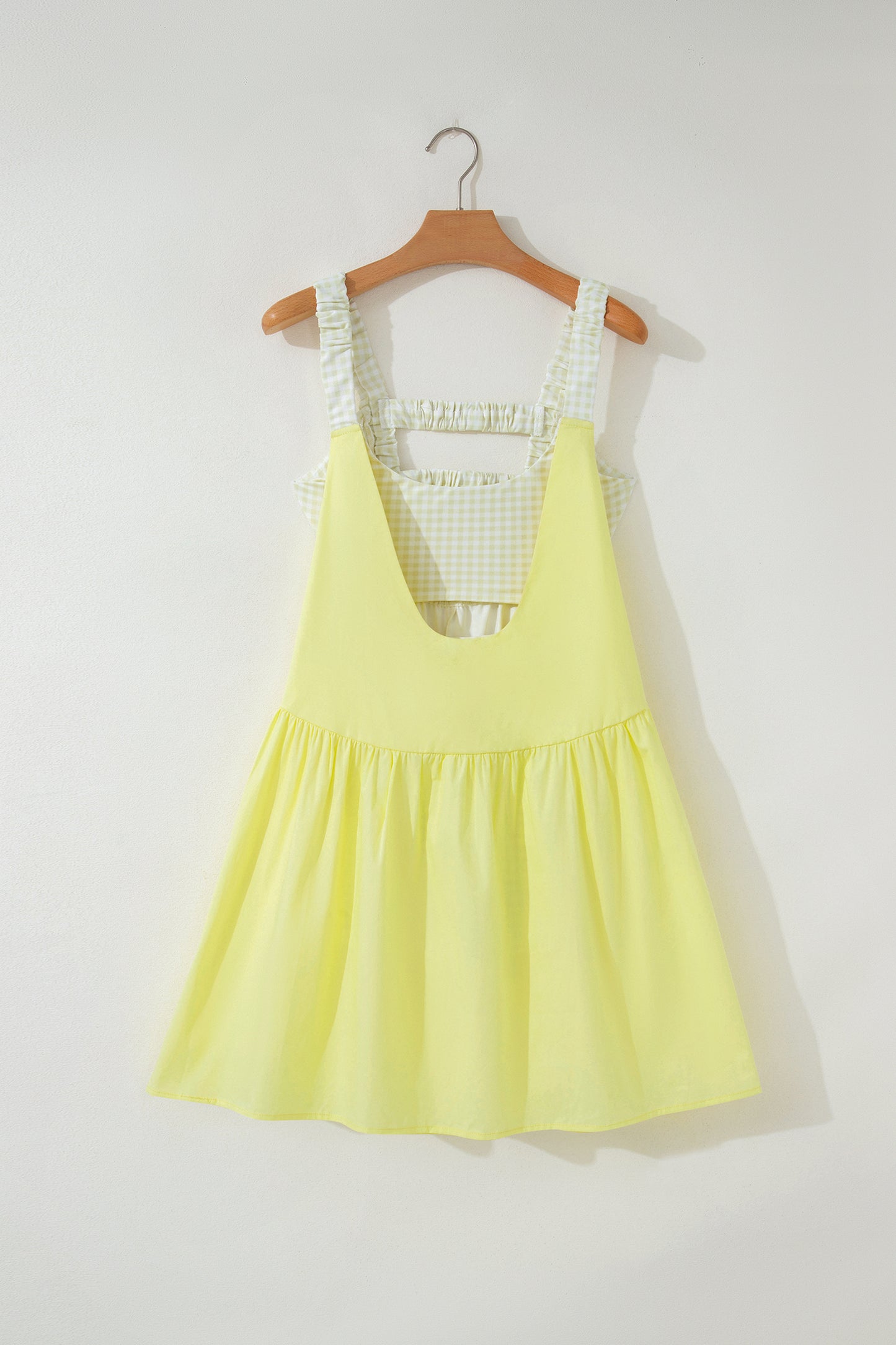 Gingham Patchwork Faux Two Piece Mini Dress