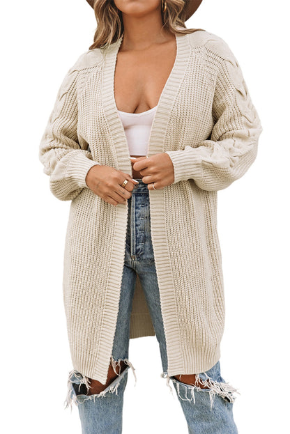 Cable Knit Open Front Cardigan