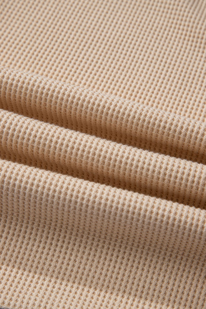 Plus Size Stripe Contrast Trim Waffle Knit Collared Top