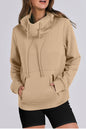 Solid Zipped Pocket Drawstring Hoodie