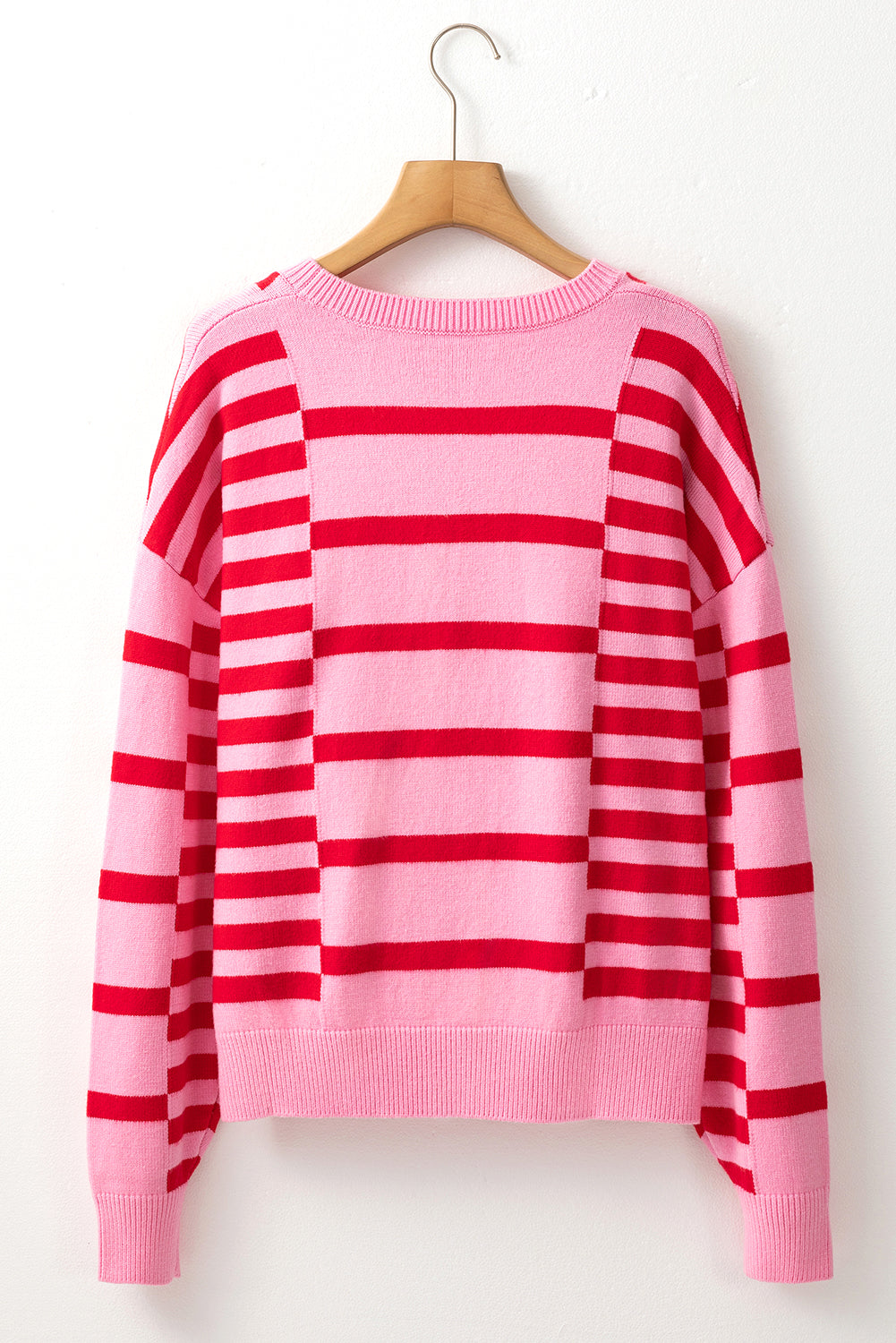 Stripe Bubble Sleeve Crewneck Sweater