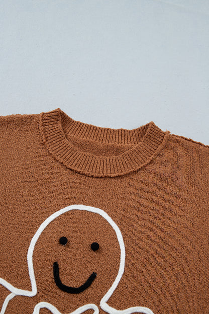 Gingerbread Drop Shoulder Oversized Christmas Sweater