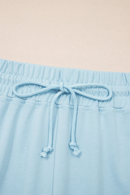 Plus Size Solid Top & Drawstring Pants Set
