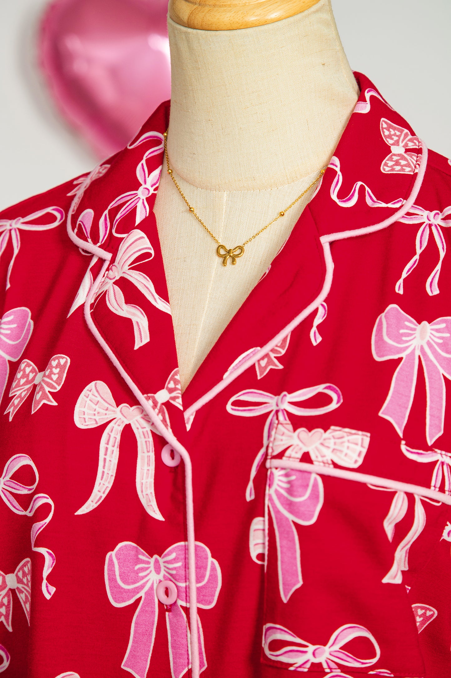 Bow Tie Shirt and Pants Pajama Set