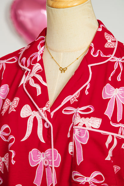 Bow Tie Shirt and Pants Pajama Set