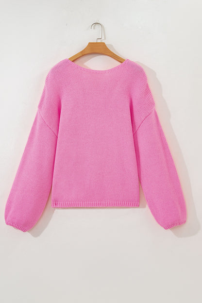 Bow Tie Backless Bubble Sleeve Sweater